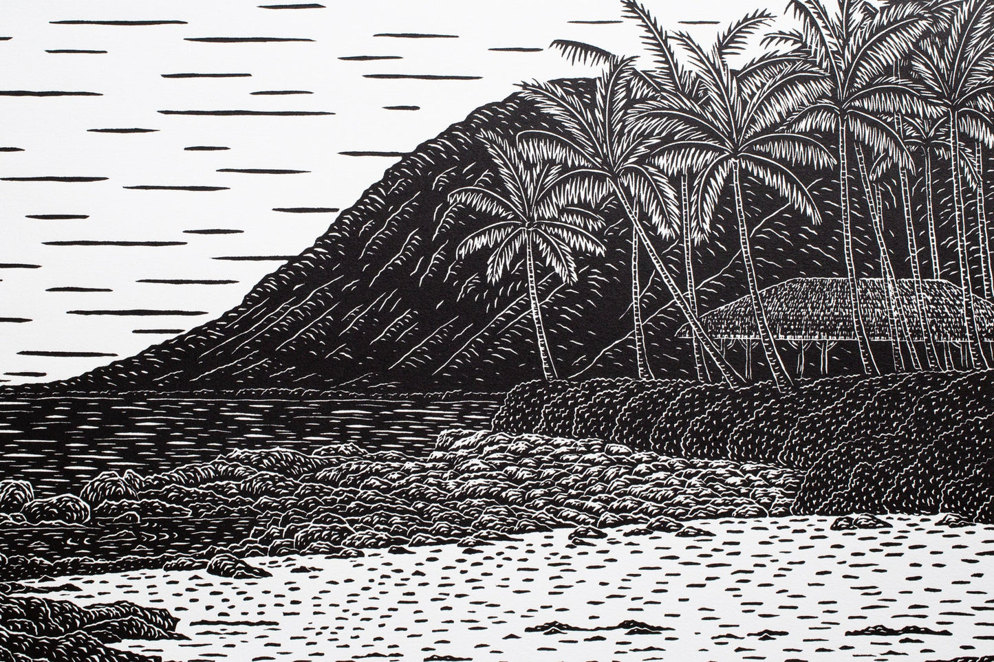 'Lanikūhonua' Original Woodcut Print (framed) 9/10