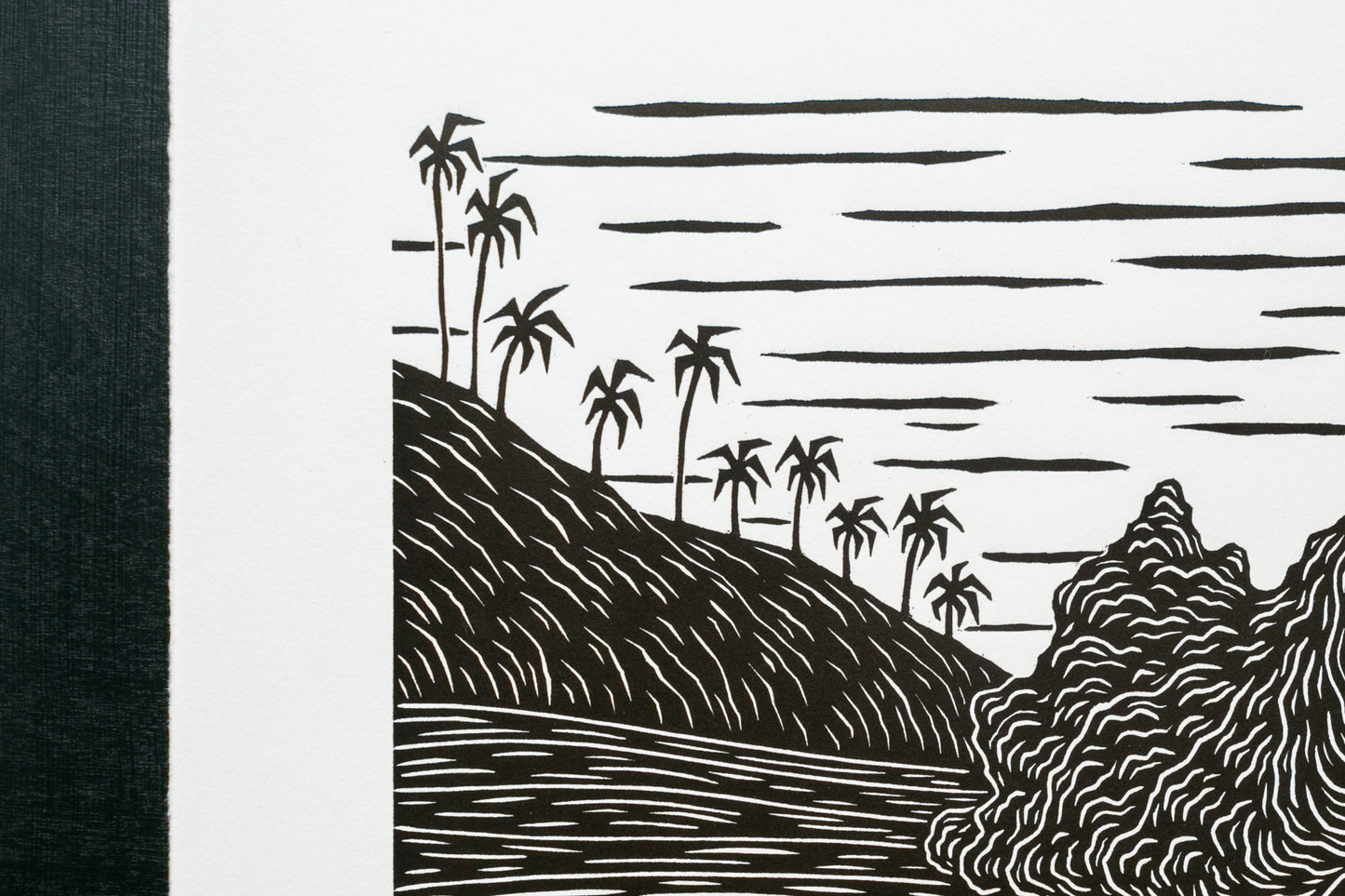 'Sea Cliff' Original Woodcut Print (framed) 12/25