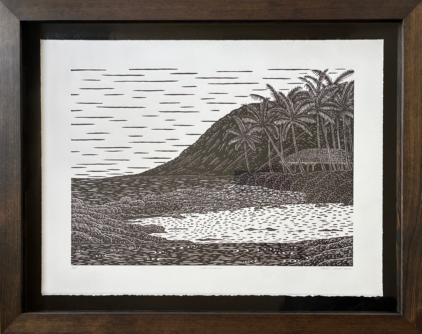 'Lanikūhonua' Original Woodcut Print (framed) A/P