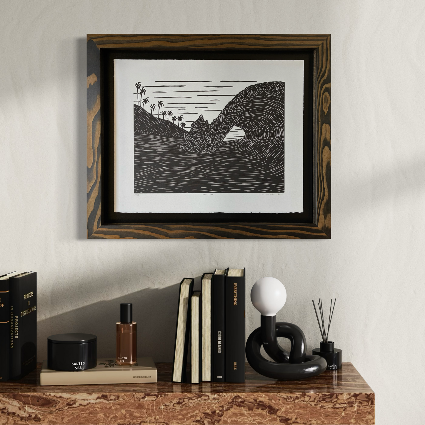 'Sea Cliff' Original Woodcut Print (framed) 14/25