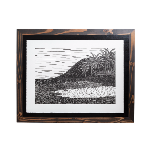 'Lanikūhonua' Original Woodcut Print (framed) 9/10