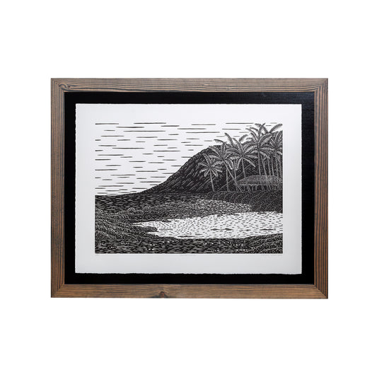 'Lanikūhonua' Original Woodcut Print (framed) 8/10