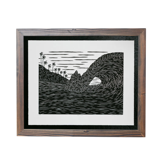 'Sea Cliff' Original Woodcut Print (framed) 12/25