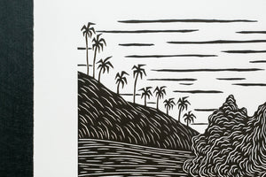 'Sea Cliff' Original Woodcut Print (framed) 10/25