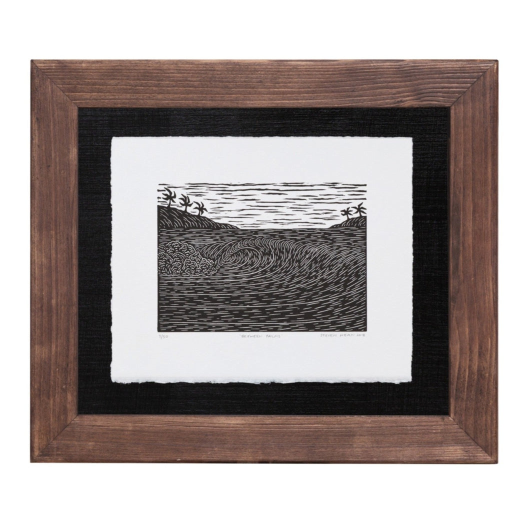Original Linocut Print - 'Between Palms' (framed)