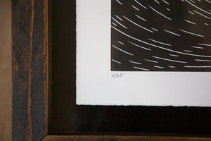 'The Darkroom' Original Woodcut Print (framed) 2/25